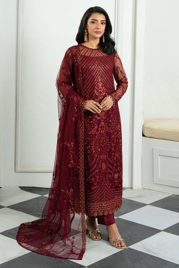 Inara By Zarif Unstitched 3 Piece Formals Collection'2025-ZRI-08-Eymen - Maroon