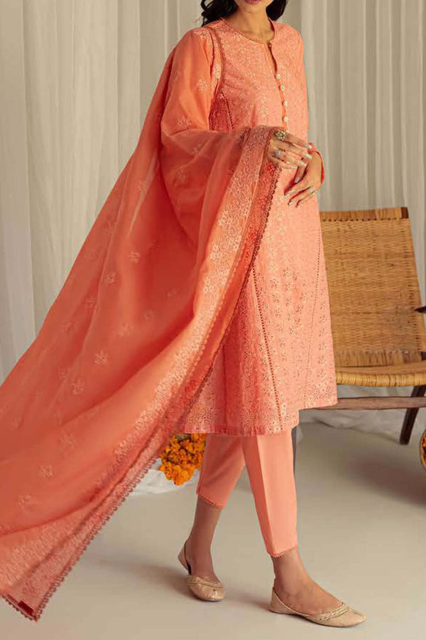 Cross Stitch Unstitched 3 Piece Chikankari Lawn Collection'2023-202-Coral Fantasy