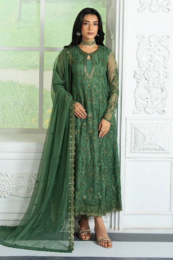 Inara By Zarif Unstitched 3 Piece Formals Collection'2025-ZRI-07-Aslaan - Dark Green