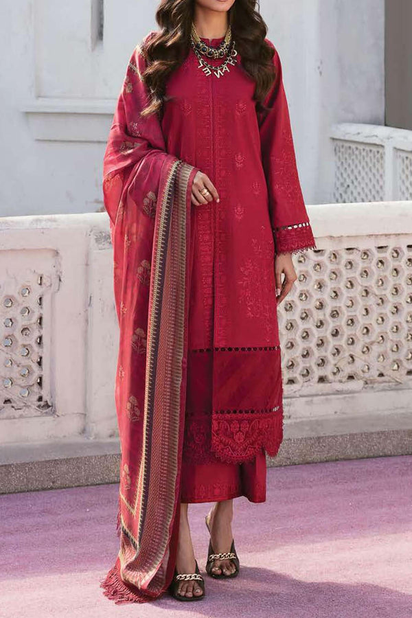 Lamhay by Afrozeh Unstitched 3 Piece Luxury Lawn Collection'2023-AL-V1-08-Crimson