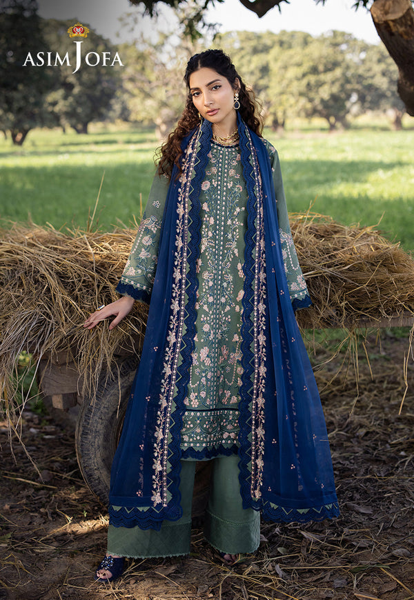 Asim Jofa Luxury Lawn 25 Ajell-14 Embroidered Lawn 3 Pcs