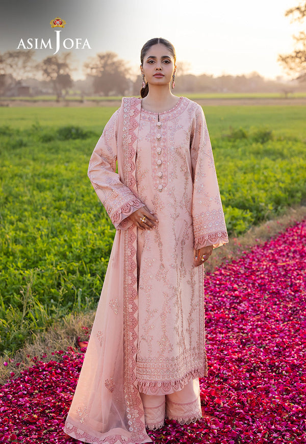 Asim Jofa Luxury Lawn 25 Ajell-15 Embroidered Lawn 3 Pcs