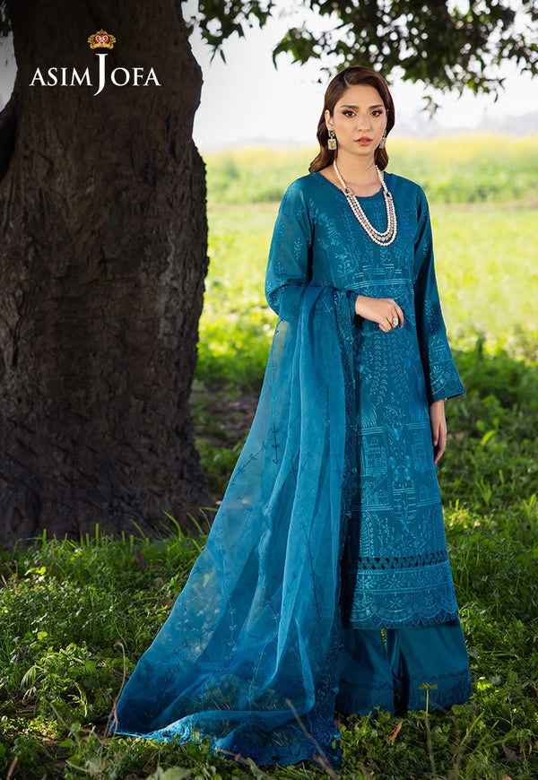 Asim Jofa Luxury Lawn 25 Ajell-17 Embroidered Lawn 3 Pcs