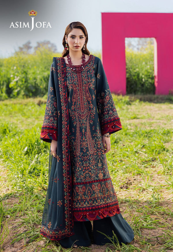Asim Jofa Luxury Lawn 25 Ajell-04 Embroidered Lawn 3 Pcs