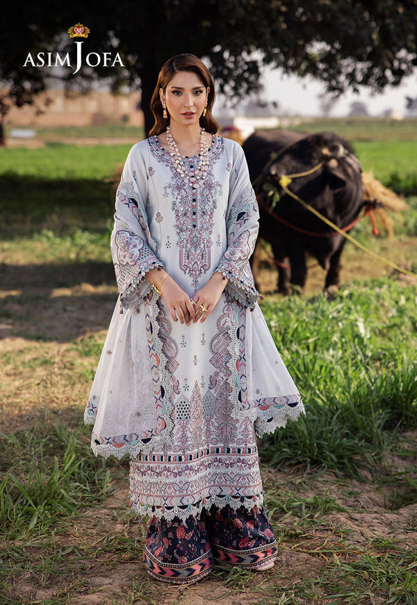 Asim Jofa Luxury Lawn 25 Ajell-10 Embroidered Lawn 3 Pcs