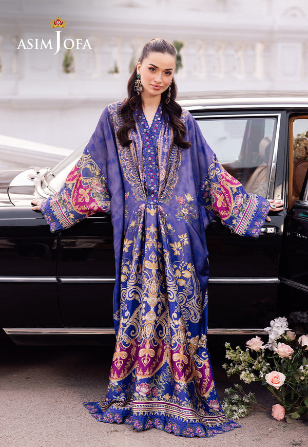 Asim Jofa Charmeuse Silk Ajrs-06 Digitally Printed Embroidered Blended Silk 1 Pc