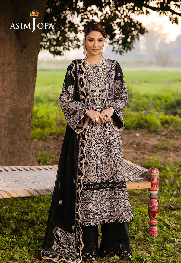Asim Jofa Luxury Lawn 25 Ajell-03 Embroidered Lawn 3 Pcs