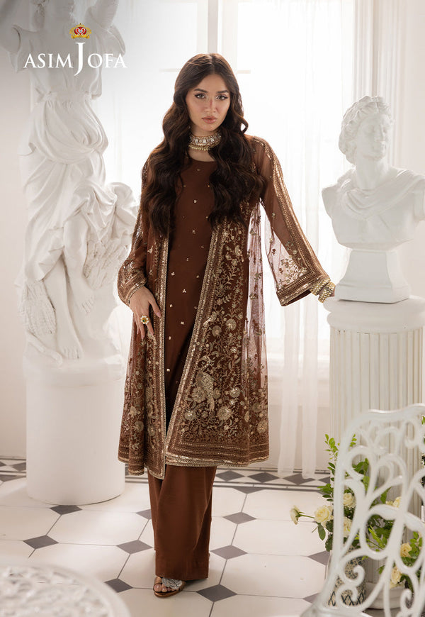 Izel By Asim Jofa Unstitched Formals Collection'2025-Ajizl-08 - Brown