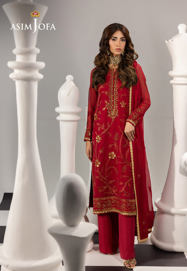 Izel By Asim Jofa Unstitched Formals Collection'2025-Ajizl-19 - Red