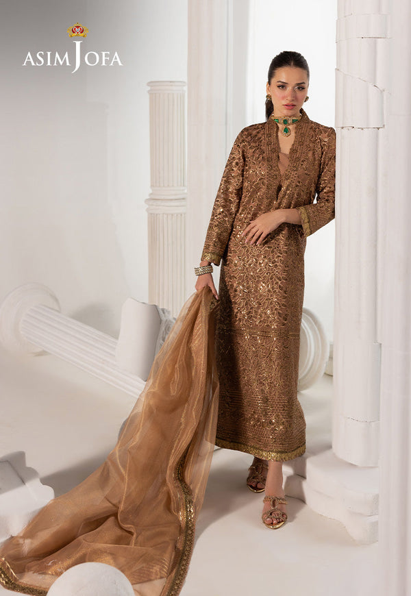 Izel By Asim Jofa Unstitched Formals Collection'2025-Ajizl-11 - Brown