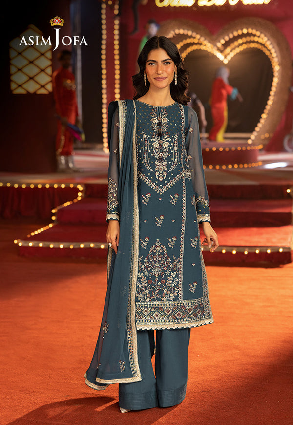 Asim Jofa Unstitched 3 Piece Luxury Festive Rejoice AJLFF-15 Embroidered Chiffon 3 Pcs