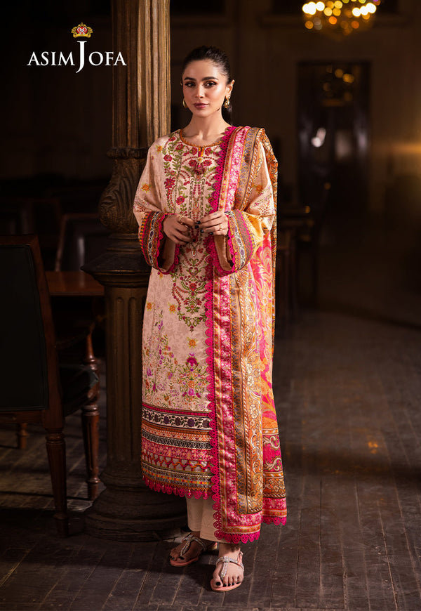 Asim Jofa Prints Unstitched Drop 2 Ajubj-02 Printed Embroidered Lawn 3 Pc