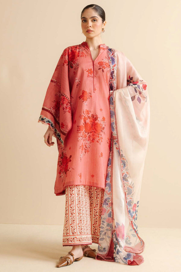 CoCo Prints By Zara Shah Jahan Unstitched 3 Piece Lawn Drop Two Collection'2025-01-A-Leya - Dark Pink