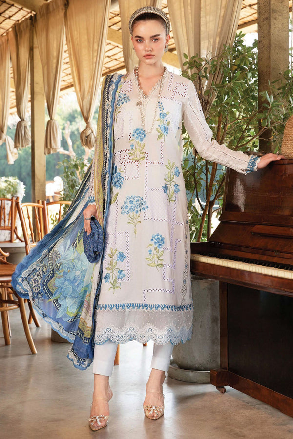 M.Prints By Maria B Unstitched 3 Piece Spring Summer Collection'2025-01-A - White