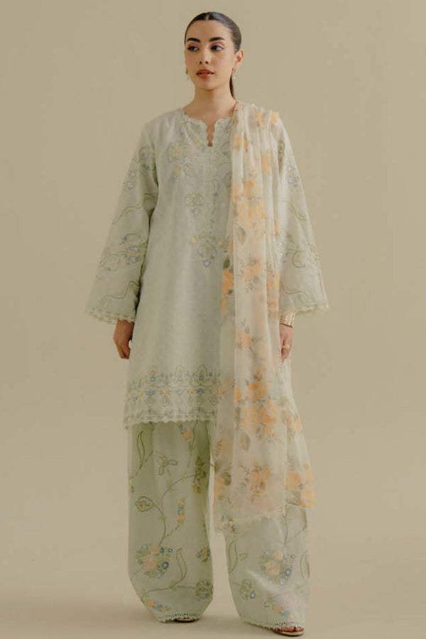 COCO By Zara Shah Jahan Unstitched 3 Piece Lawn Drop 2 Collection'2025-01-B-Elva - Mint