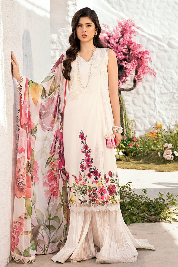 M.Basics By Maria B Unstitched 3 Piece Lawn Vol-01 Collection-01-B -  White