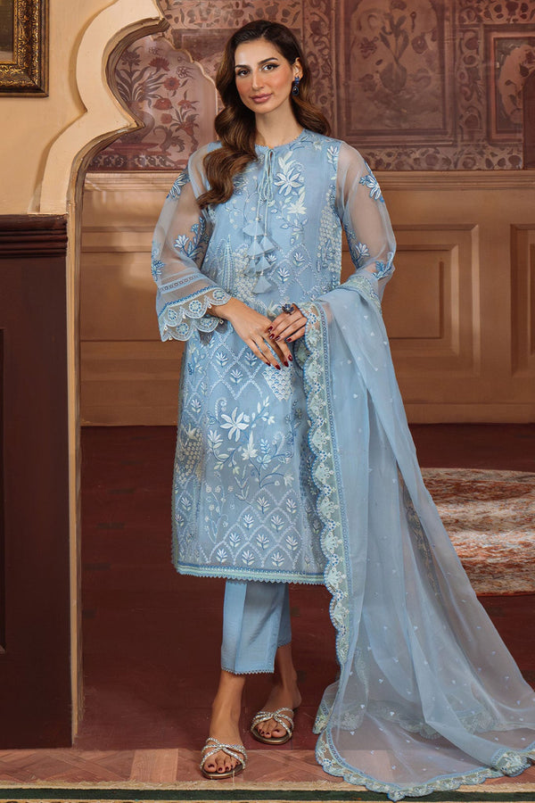 Festive Edit By Sahar Unstitched 3 Piece Emb Luxury Formals Collection'2025-01-Glacier Veil - Sky Blue