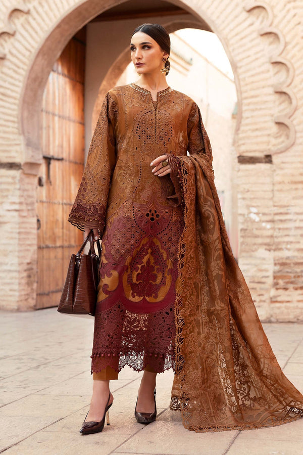 Voyage A'Luxe By Maria B Unstitched 3 Piece Lawn Collection'2025-ML-2501-B -  Brown