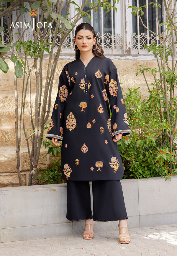 The Minimal Pret 2 By Asim Jofa Stitched 2 Piece Cambric Collection'2025-AJPB-192 - Black