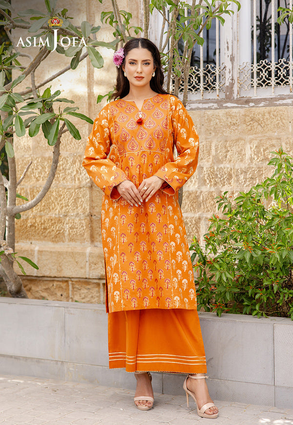The Minimal Pret 2 By Asim Jofa Stitched 2 Piece Cambric Collection'2025-AJPB-193 - Orange