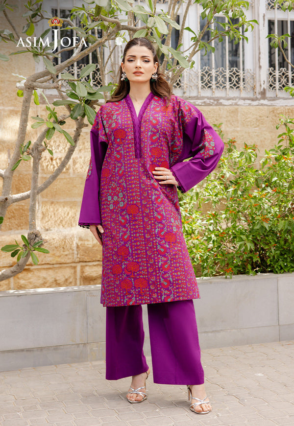 The Minimal Pret 2 By Asim Jofa Stitched 2 Piece Cambric Collection'2025-AJPB-191 - Purple