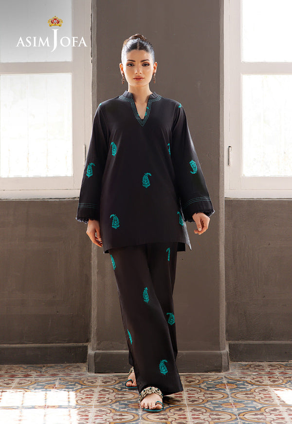 The Minimal Pret 2 By Asim Jofa Stitched 2 Piece Cambric Collection'2025-AJPB-213 - Black