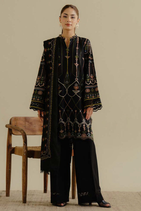 COCO By Zara Shah Jahan Unstitched 3 Piece Lawn Drop 2 Collection'2025-02-A-Iris - Black