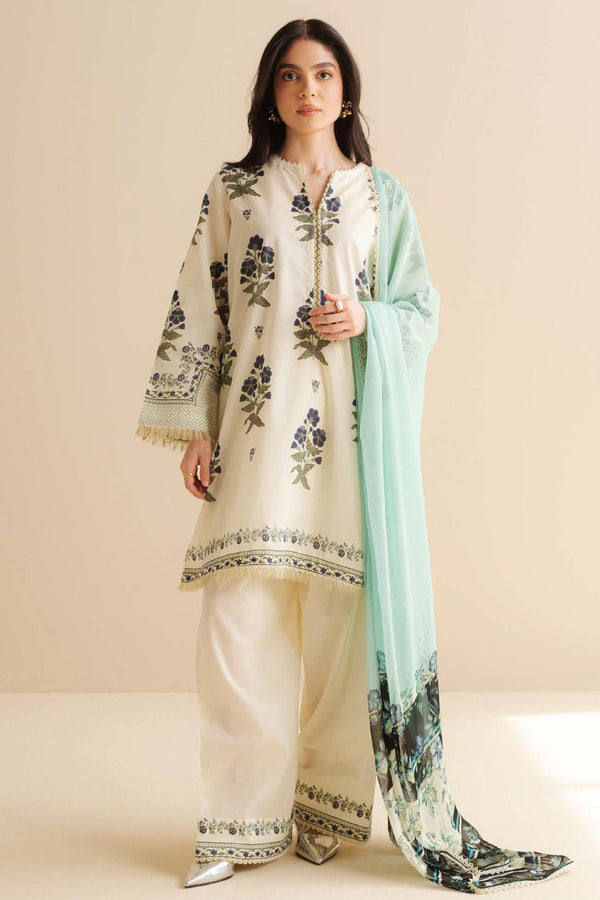 CoCo Prints By Zara Shah Jahan Unstitched 3 Piece Lawn Drop Two Collection'2025-02-B-Raya - Off White