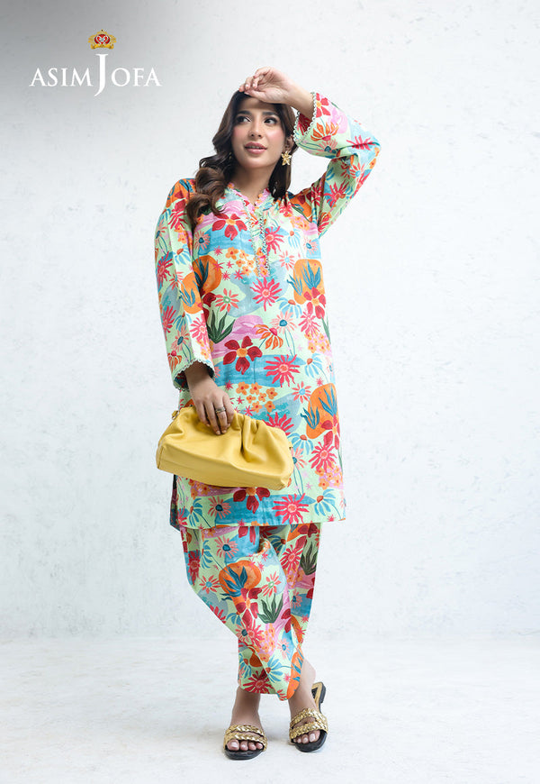 Daily Pret By Asim Jofa Stitched 2 Piece Cambric Collection'2025-AJPB-203 - Orange