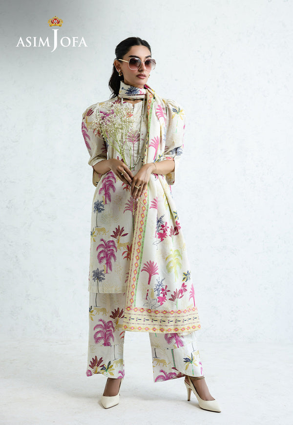 Daily Pret By Asim Jofa Stitched 3 Piece Cambric Collection'2025-AJPB-210 - Cream