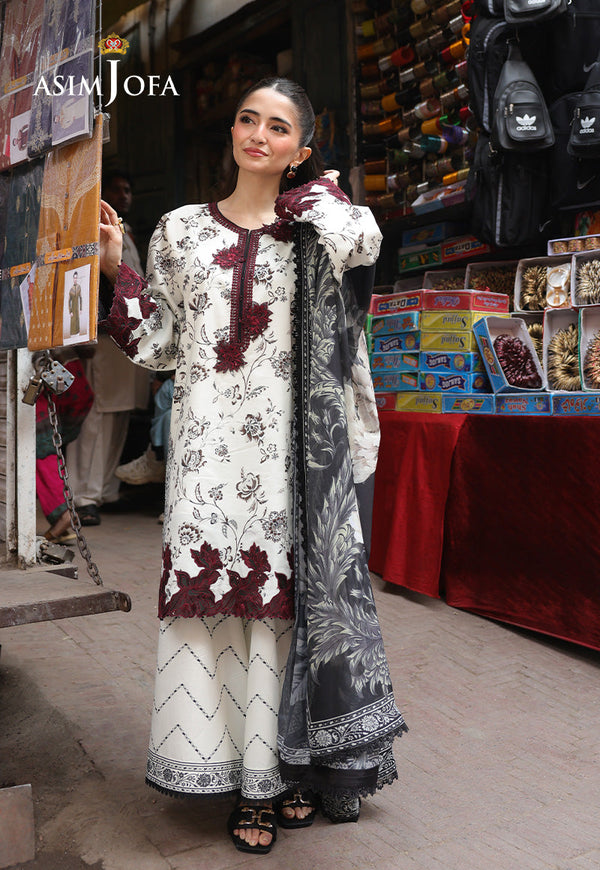 Asim Jofa Eid Signature Ajubf-52 Printed Embroidered Lawn 3 Pcs