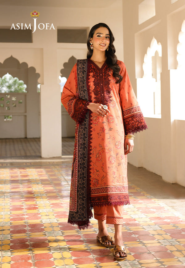 Asim Jofa Eid Signature Ajubf-43 Printed Embroidered Lawn 3 Pcs