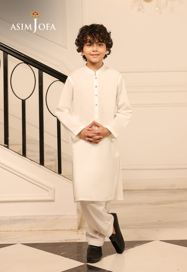 Ethnic Rtw By Asim Jofa Kids Stitched 2 Piece Collection'2025-Ajbsk-02 - White
