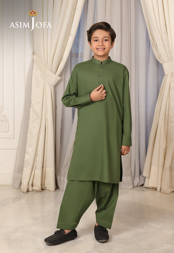 Ethnic Rtw By Asim Jofa Kids Stitched 2 Piece Collection'2025-Ajbsk-03 - Green