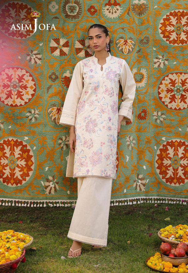 The Minimal Pret 2 By Asim Jofa Stitched 2 Piece Cambric Collection'2025-AJPB-183 - Cream