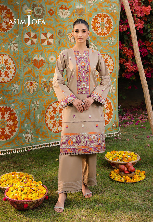 The Minimal Pret 2 By Asim Jofa Stitched 2 Piece Cambric Collection'2025-AJPB-181 - Brown