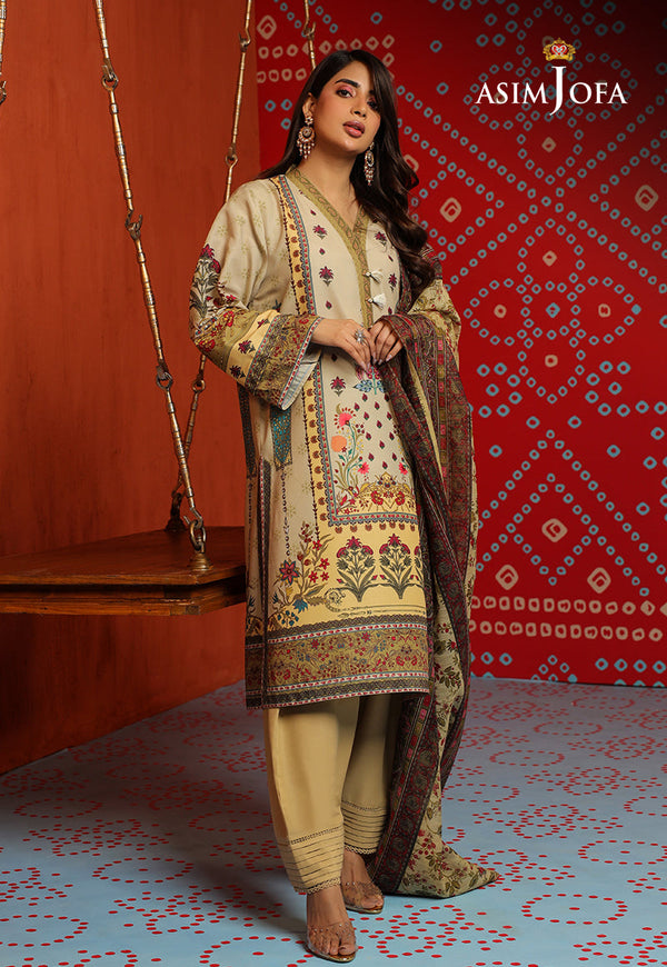 Asim Jofa Tara Sitara Ajtm-16 - 3 Pcs Embroidered Swiss Lawn 3 Pcs