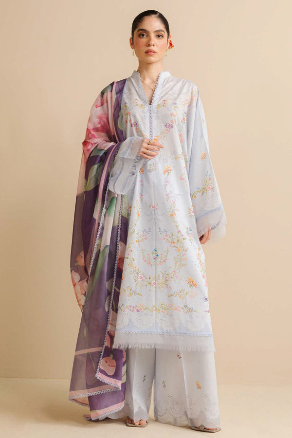 CoCo Prints By Zara Shah Jahan Unstitched 3 Piece Lawn Drop Two Collection'2025-03-A-Aria - Sky