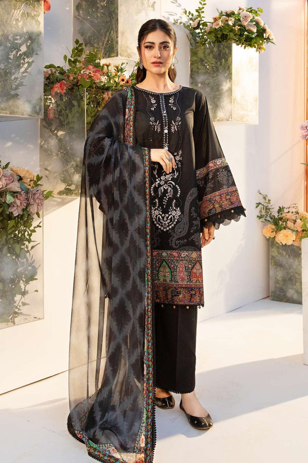 M.Basics By Maria B Unstitched 3 Piece Lawn Vol-01 Collection-03-A -  Black