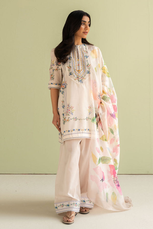 Coco Prints by Zara Shah Jahan Unstitched 3 Piece Lawn Collection-03-A-Ria - Off White
