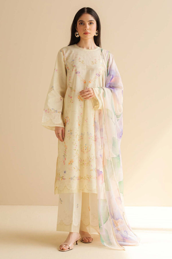 CoCo Prints By Zara Shah Jahan Unstitched 3 Piece Lawn Drop Two Collection'2025-03-B-Aria - Cream