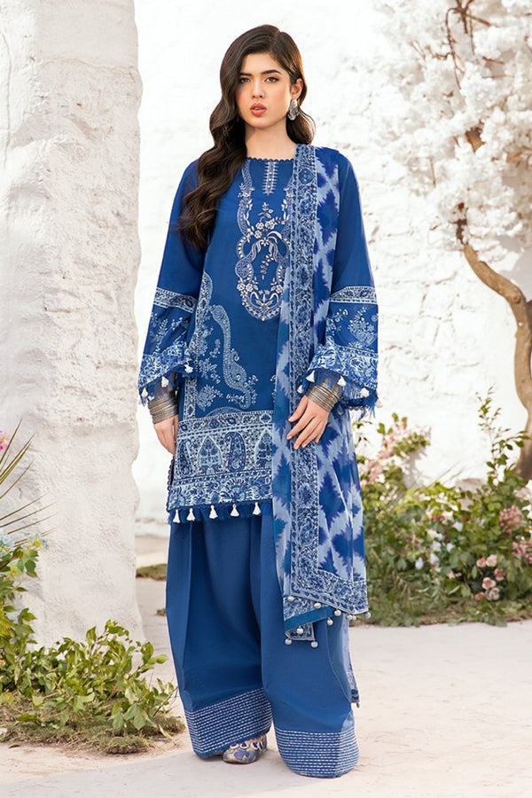M.Basics By Maria B Unstitched 3 Piece Lawn Vol-01 Collection-03-B -  Navy Blue