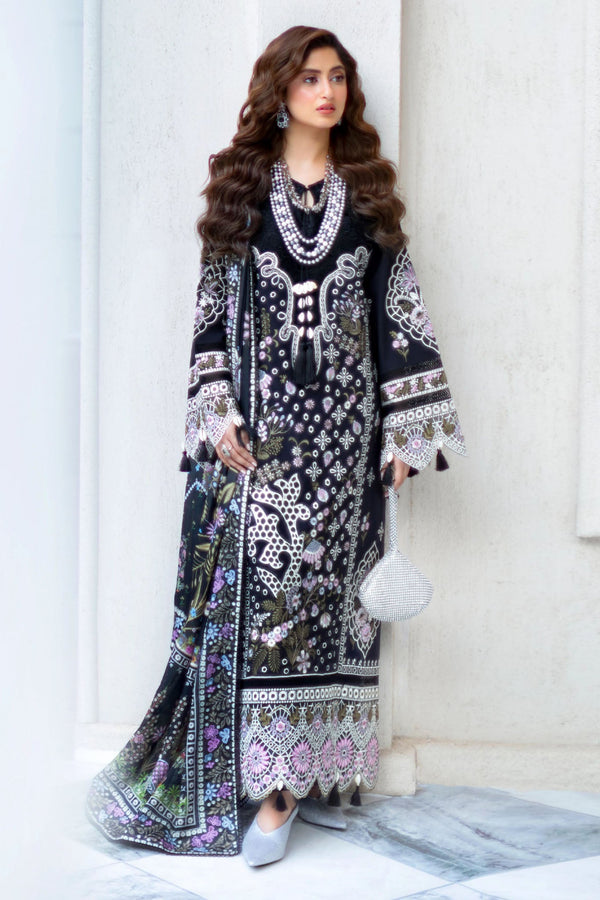 Sophie By Mahnur Unstitched 3 Piece Luxury Lawn Collection'2025-03-Lila - Black