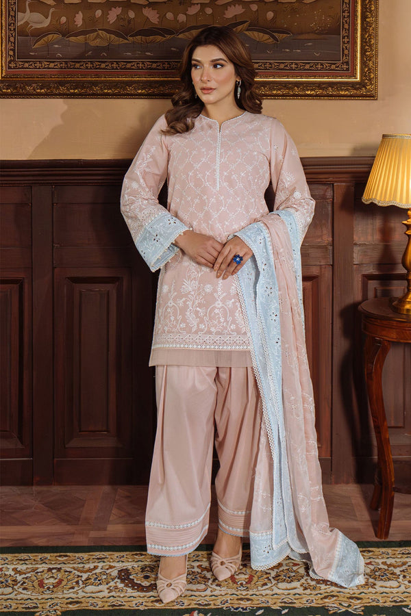 Festive Edit By Sahar Unstitched 3 Piece Chikankari Lawn Collection-03-Pastel Rose - Pink