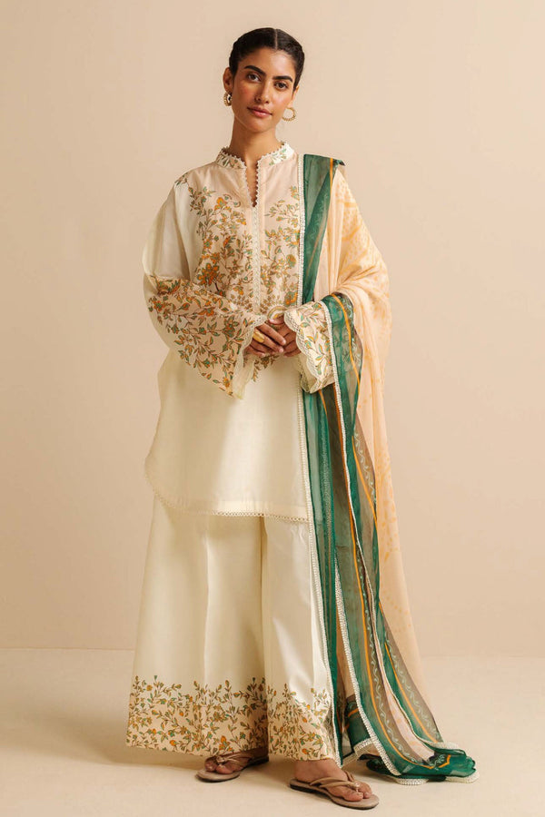 CoCo Prints By Zara Shah Jahan Unstitched 3 Piece Lawn Drop Two Collection'2025-04-A-Nisa - Cream