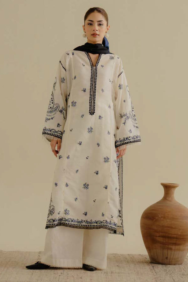 COCO By Zara Shah Jahan Unstitched 3 Piece Lawn Drop 2 Collection'2025-04-A-Yana - White