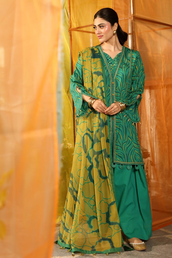 M.Basics By Maria B Unstitched 3 Piece Lawn Vol-01 Collection-04-A -  Dark Green