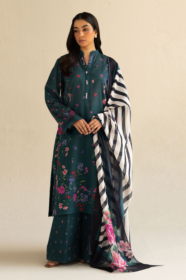 Coco Prints by Zara Shah Jahan Unstitched 3 Piece Lawn Collection-04-A-Reena - Teal