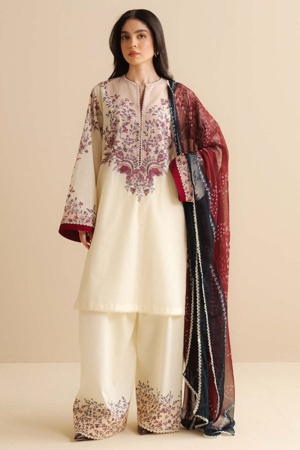 CoCo Prints By Zara Shah Jahan Unstitched 3 Piece Lawn Drop Two Collection'2025-04-B-Nisa - Cream
