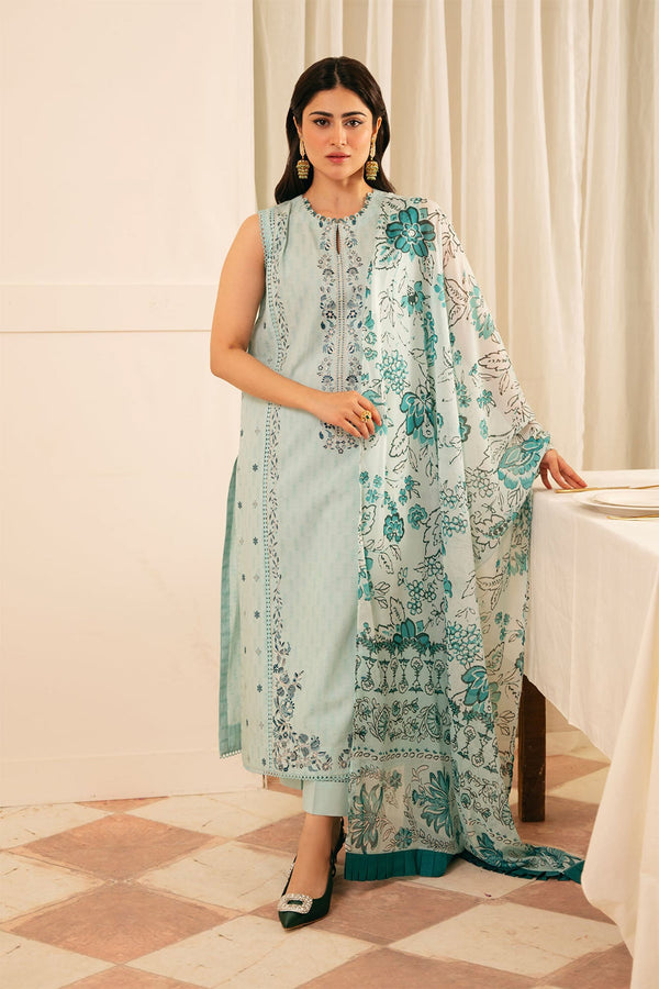 Festive Edit By Sahar Unstitched 3 Piece Jacquard Collection-04-Crystal Sky - Sky Blue